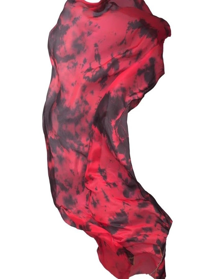 Nimiman Women Chinese Hand Scarves Belly Dance Real Silk Veils Tie Dyed Gradient Color 250 * 114cm (Black red tie dyed) - Image 4